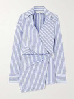 Striped cotton-poplin mini dress