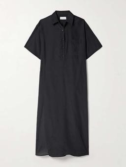 Oversized organic cotton and silk-blend midi shirt dress