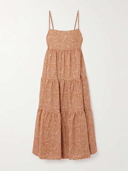 Tiered floral-print organic cotton maxi dress