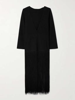 Paley fringed ribbed-knit gown