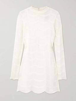 Pointelle-knit cotton and silk-blend mini dress
