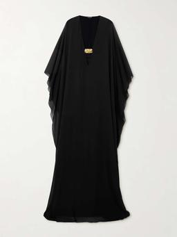 Cape-effect silk-chiffon gown