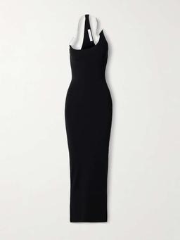 Levitate strapless embellished ribbed-knit maxi dress