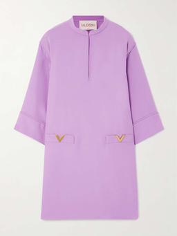 Embellished silk-cady mini dress