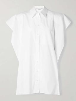 Oversized organic cotton-poplin mini shirt dress