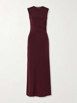 Ruched stretch-jersey maxi dress