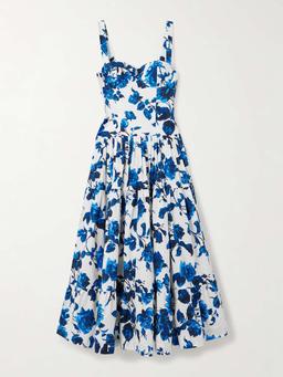 Santiago tiered floral-print cotton-poplin midi dress