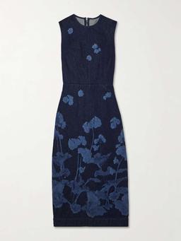 Elena floral-print denim midi dress