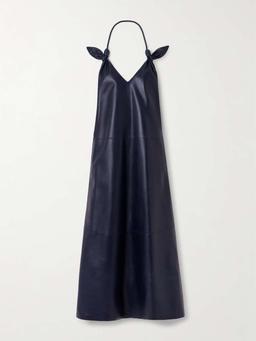 Flamenco open-back knotted leather dress