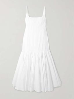 Agave pleated paneled cotton-poplin midi dress