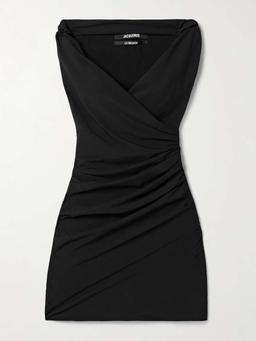 Rita draped gathered crepe de chine mini dress