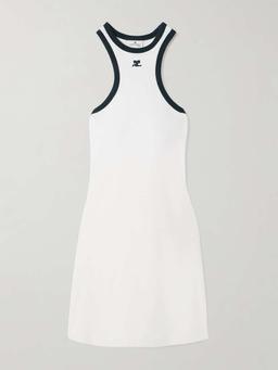 Embroidered cotton-jersey mini dress