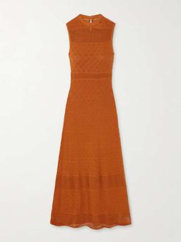 Frontera pointelle-knit cotton maxi dress