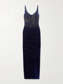 Crystal-embellished velvet gown