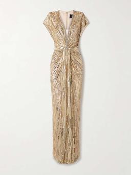 Zola draped embellished tulle gown
