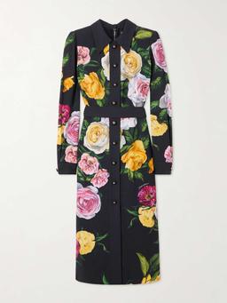 Floral-print cady midi dress