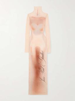 Le Classique printed stretch-jersey turtleneck maxi dress