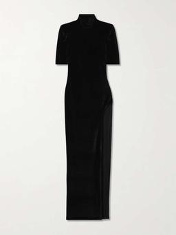 Velvet turtleneck gown