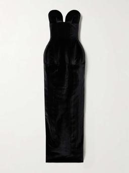 Strapless velvet gown