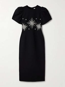 Estella crystal-embellished crepe midi dress