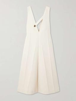 Embellished wool-blend midi dress