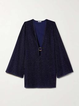 Lumière embellished metallic stretch-knit kaftan