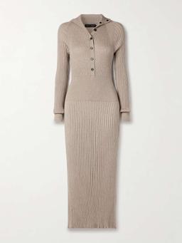 Maeve ribbed merino wool and silk-blend midi dress