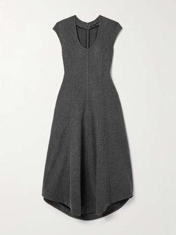 Delilah paneled felt midi dress