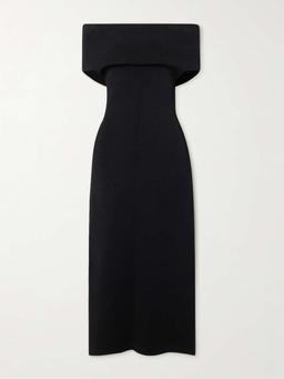 Off-the-shoulder jersey midi dress