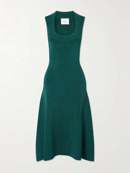 Claudia paneled stretch-knit midi dress