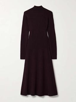 Ribbed recycled-cashmere and organic cotton-blend turtleneck midi dress