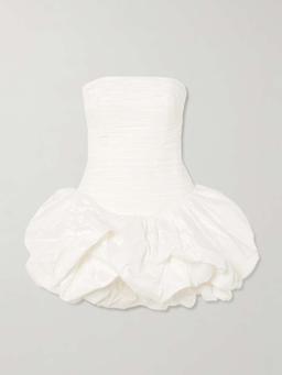 Violette strapless ruched cotton mini dress