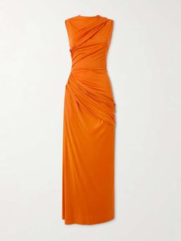 Draped silk-jersey maxi dress