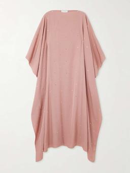 Crystal-embellished crepe kaftan
