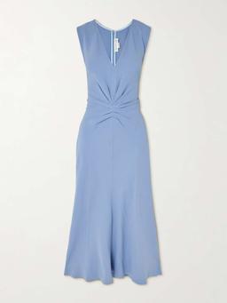Gathered crepe midi dress