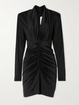 Ruched stretch-jersey mini dress