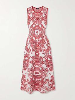 Paisley jacquard-knit midi dress
