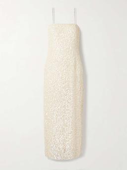 Brie embellished silk-organza midi dress