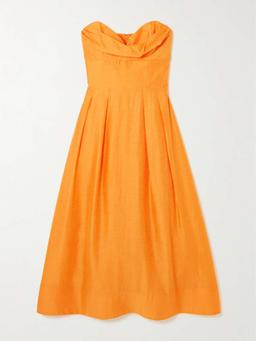 Cera strapless draped pleated Lyocell-blend midi dress