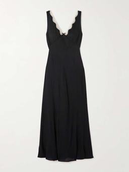 Sandrine lace-trimmed voile midi dress