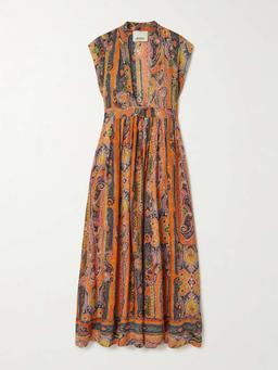 Melissa belted paisley-print silk maxi dress
