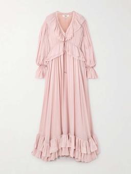 Ruffled silk-chiffon gown