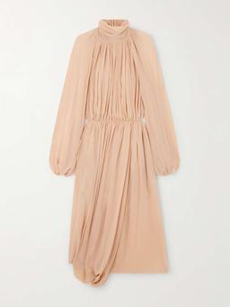 Open-back silk-crepon midi dress