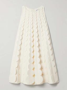 Scalloped pointelle-knit mini dress