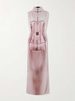Trompe l'oeil printed jersey maxi dress