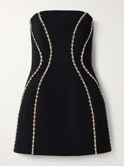 Lovebug strapless crystal-embellished crepe mini dress