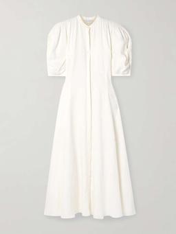 Arabella pintucked linen maxi dress