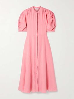 Arabella pintucked linen maxi dress