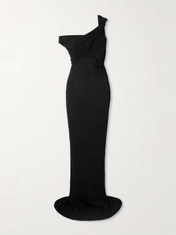 Sahara asymmetric paneled gathered jersey gown