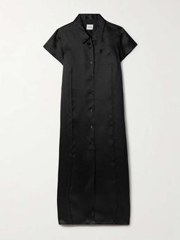 Effy silk and cotton-blend organza midi shirt dress